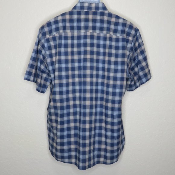 Joseph Abboud* Men's Short Sleeve Button Down Curved Hem Plaid‎ Shirt~ Size XL - Picture 2 of 7